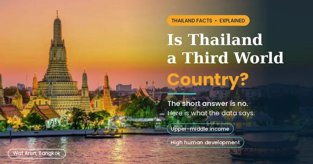Is Thailand a third world country guide cover showing Wat Arun at sunset in Bangkok